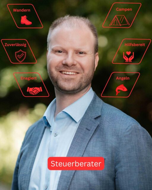 Hallo,
ich bin Benjamin Dietrich und arbeite seit 17 Jahren bei Dr. Moser & Collegen. 🚀 Damals habe ich hier meine Ausbildung zum Steuerfachangestellten absolviert, anschließend den Steuerfachwirt und schließlich den Steuerberater gemacht. Ich habe somit in der Kanzlei schon alle Ebenen durchlaufen – vom Azubi zum Chef sozusagen. 💼

Neben der Steuerberatung meiner Mandanten kümmere ich mich in der Kanzlei um die Ausbildung der jungen Collegen sowie um die Digitalisierung unserer Kanzleiprozesse. 💻
Ich bin gerne Steuerberater bei Dr. Moser & Collegen, weil ich hier meine Affinität zu Zahlen 🔢 mit meiner Leidenschaft für EDV 💡 verbinden und gleichzeitig mein Wissen an die jungen Collegen weitergeben kann.

✨ Meine Vision für die Kanzlei ist es, unsere Prozesse durch die Digitalisierung kontinuierlich zu verbessern, damit sowohl unsere Collegen als auch unsere Mandanten langfristig davon profitieren.

🌿 Wenn ich in meiner Freizeit nicht gerade mit meinen Kindern spiele oder zu Hause ein Gartenprojekt umsetze, fahre ich sehr gerne an den See zum Angeln und Abschalten. 🎣 Dabei kommt es auch schon mal vor, dass ich spontan über Nacht bleibe und mein Zelt aufschlage. ⛺ Wenn ich nicht am See bin, gehe ich außerdem gerne mit Freunden wandern. 🥾

📸spieker.fotografie

#geschäftsführung #kanzleileitung #steuerberater #kanzleivorstellung
